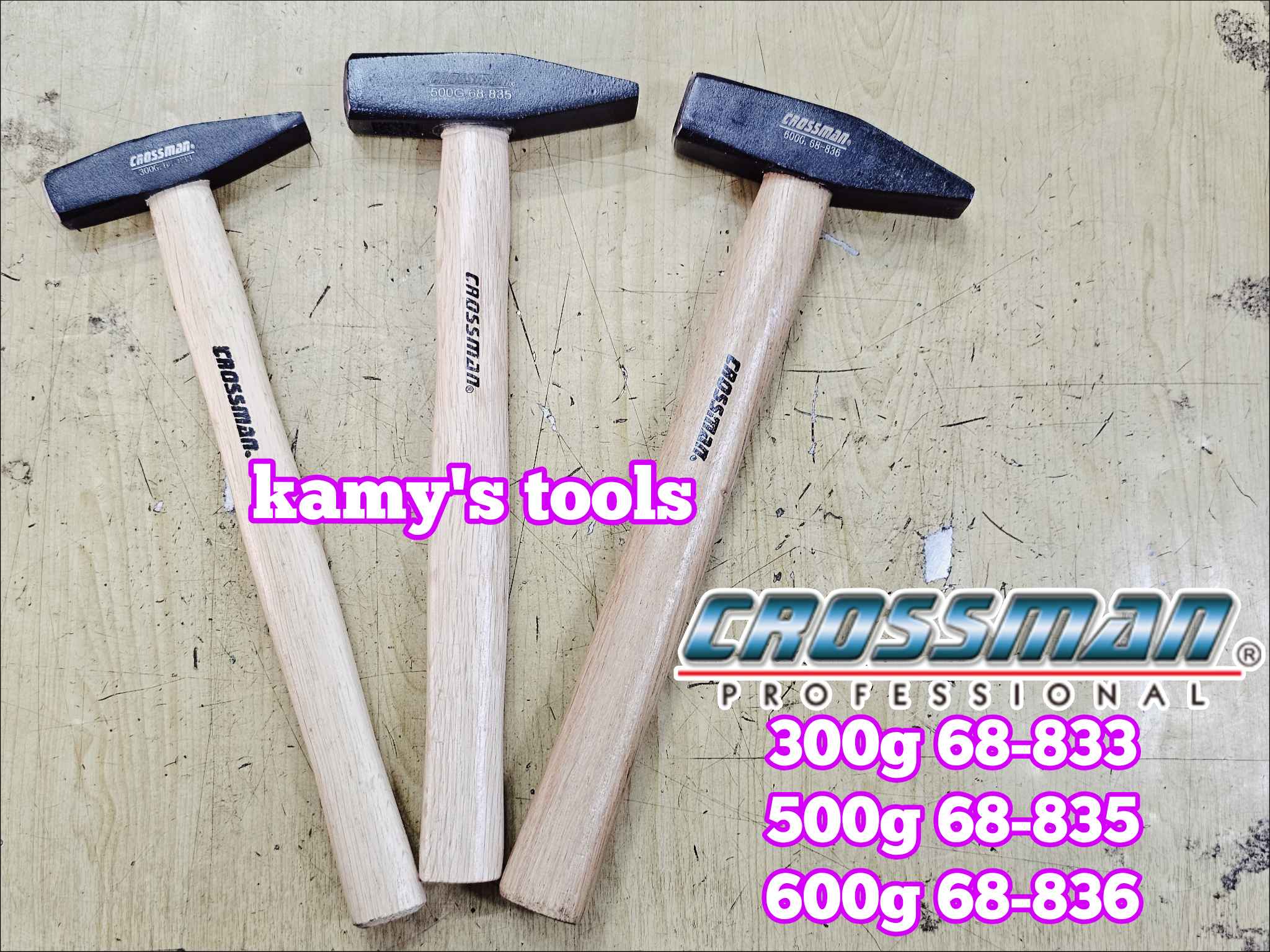 Búa đầu vuông dẹp cán gỗ Crossman 300g 500g 600g model 68-833 68-835 68-836