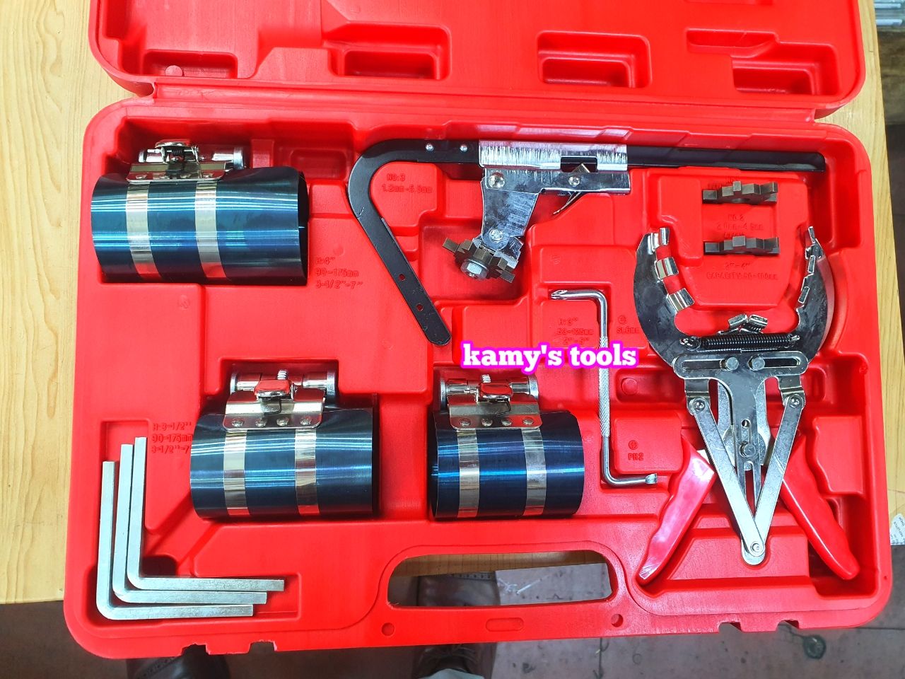 Bộ dụng cụ tháo lắp xéc măng, làm sạch cạo rãnh xéc măng, cổ dê vô bạc 9 chi tiết