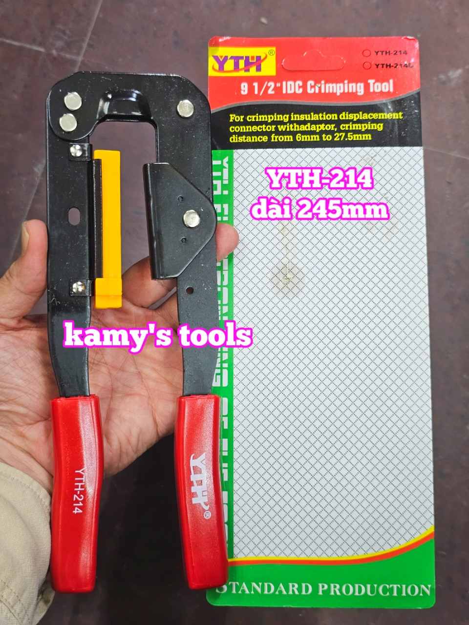 Kìm bấm cáp dây bẹ cáp đầu dẹt đầu nối IDC FC model YTH-214 dài 9.5 inch 245mm