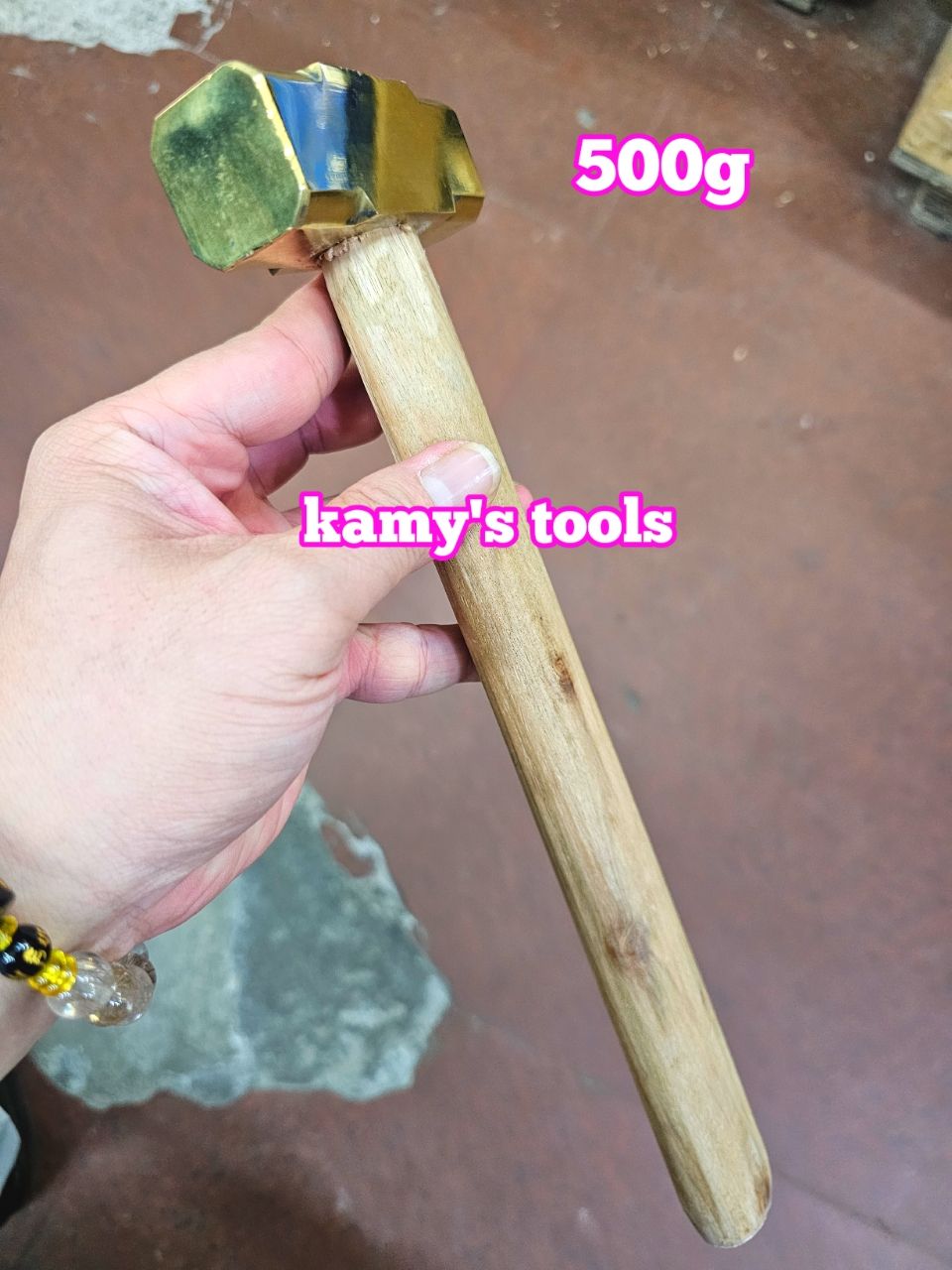 500g 0.5kg Búa đồng thau đầu vuông cán gỗ kamytools