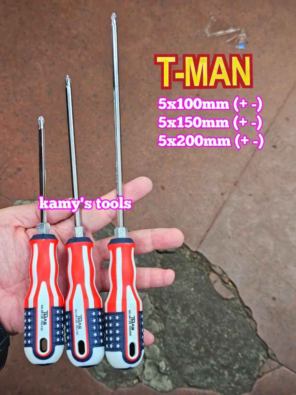 Tua vít 2 đầu bake dẹp T-MAN 5mm dài 100mm 150mm 200mm 5x100mm 5x150mm 5x200mm TMAN-6612-5B100 TMAN-6612-5B150 TMAN-6612-5B200