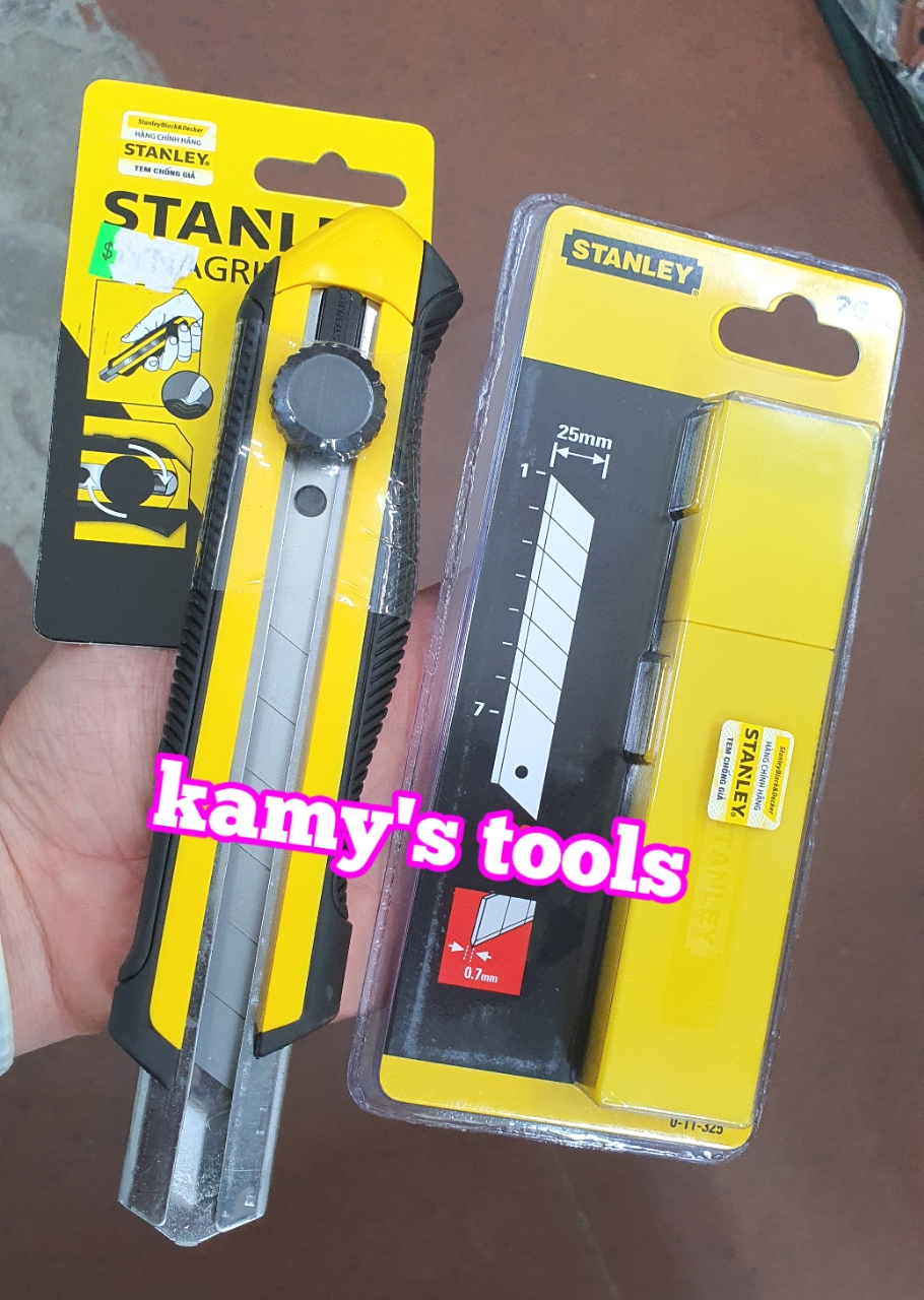 Dao rọc cáp cán nhựa cao su 7 inch 180mm rộng 25mm Stanley model STHT10425-8 và lưỡi dao rọc giấy stanley 25mm 0-11-325