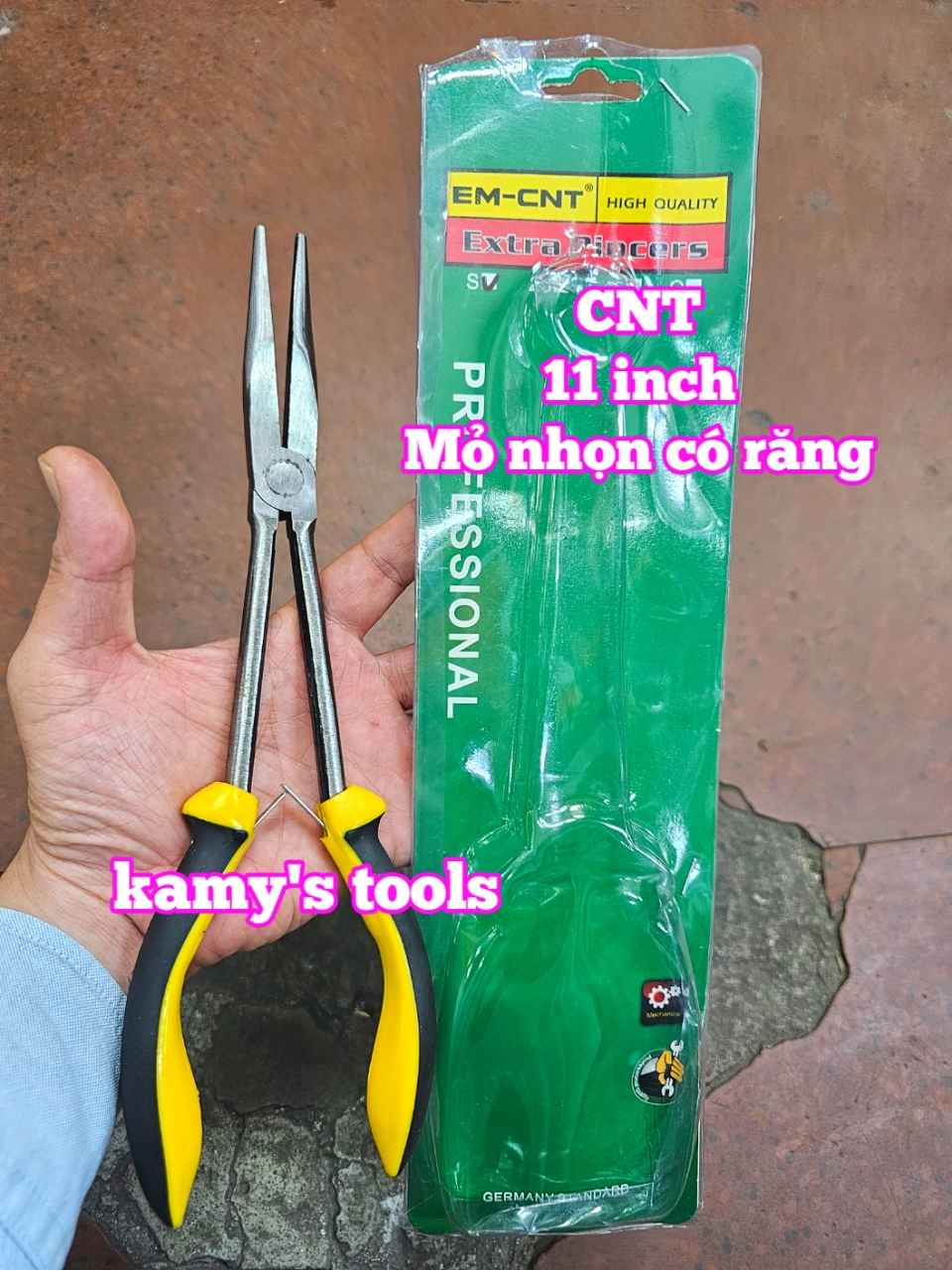 Kìm mỏ nhọn miệng thẳng có răng CNT dài 11 inch 290mm CNT-LNNT11