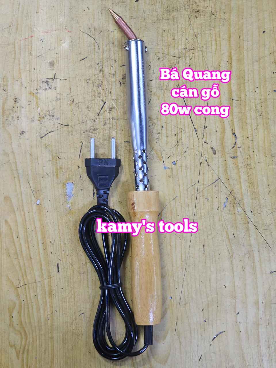 Mỏ hàn chì cán gỗ Bá Quang 80W loại cong và loại thẳng BQ-80GC BQ-80GT