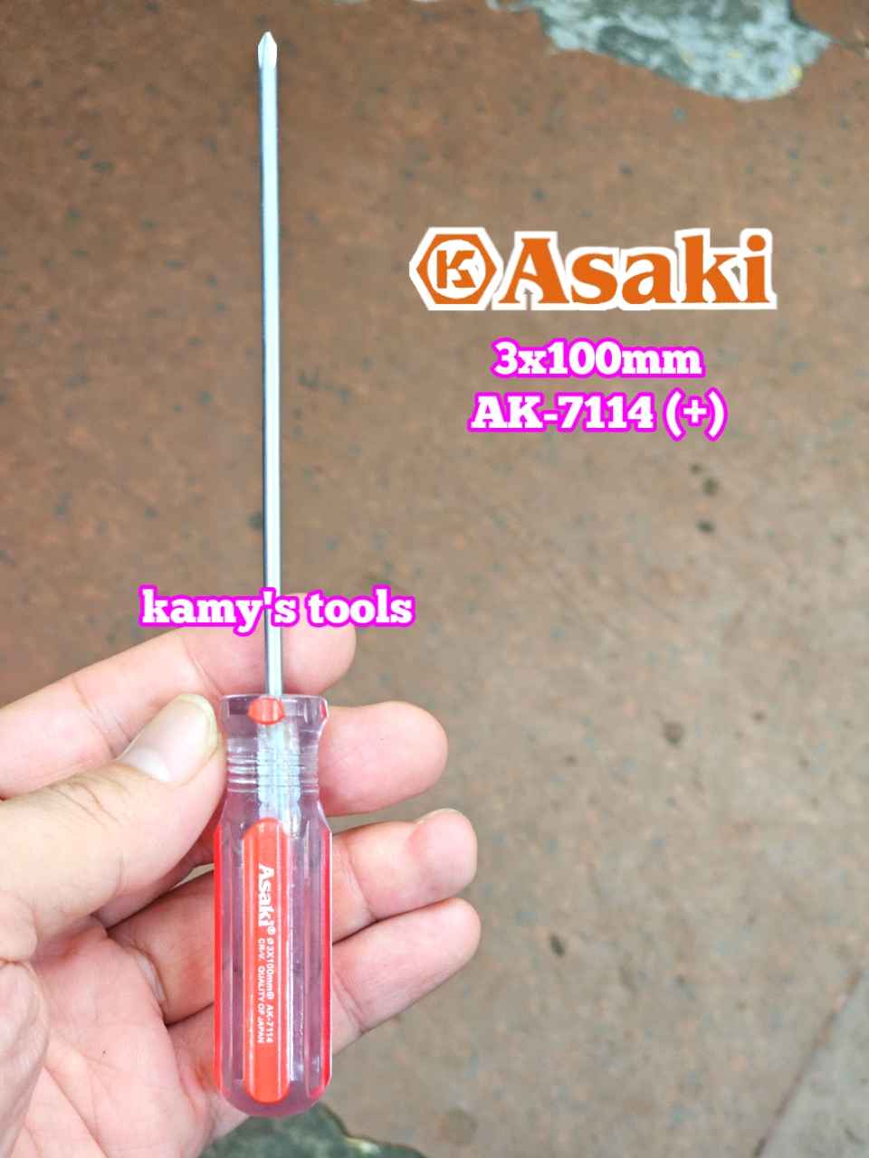 Tua vít bake dẹp 3mm dài 100mm 3x100mm Asaki AK-7114 AK-7115