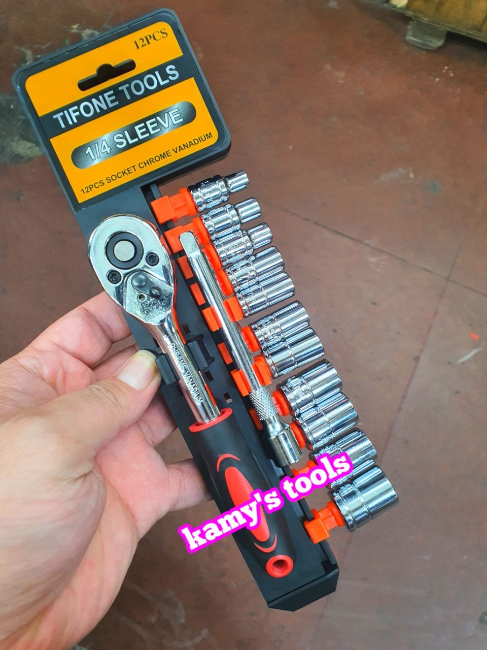 Bộ khẩu tuýp 1/4 inch cần tự động có khúc nối 13 chi tiết 4mm-14mm TIFONE