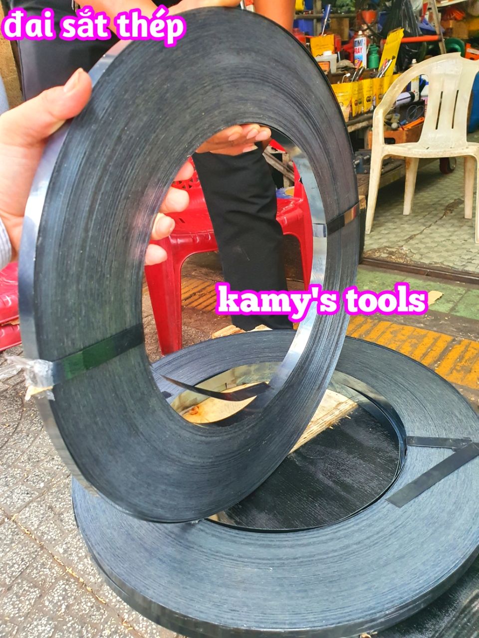 Cuộn đai sắt thép đóng đai kiện hàng 16mm 19mm 32mm một bành 50kg kamytools