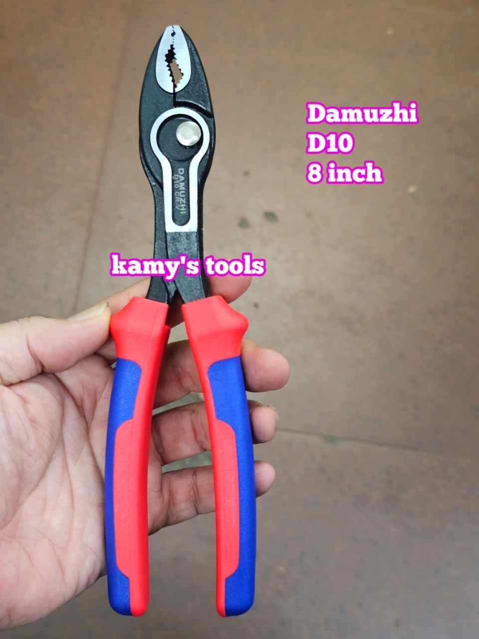 Kìm 2 lỗ điều chỉnh vặn bulong tán đầu ốc vít dài 8 inch 205mm miệng mở 4-22mm DAMUZHI DMZ-D10