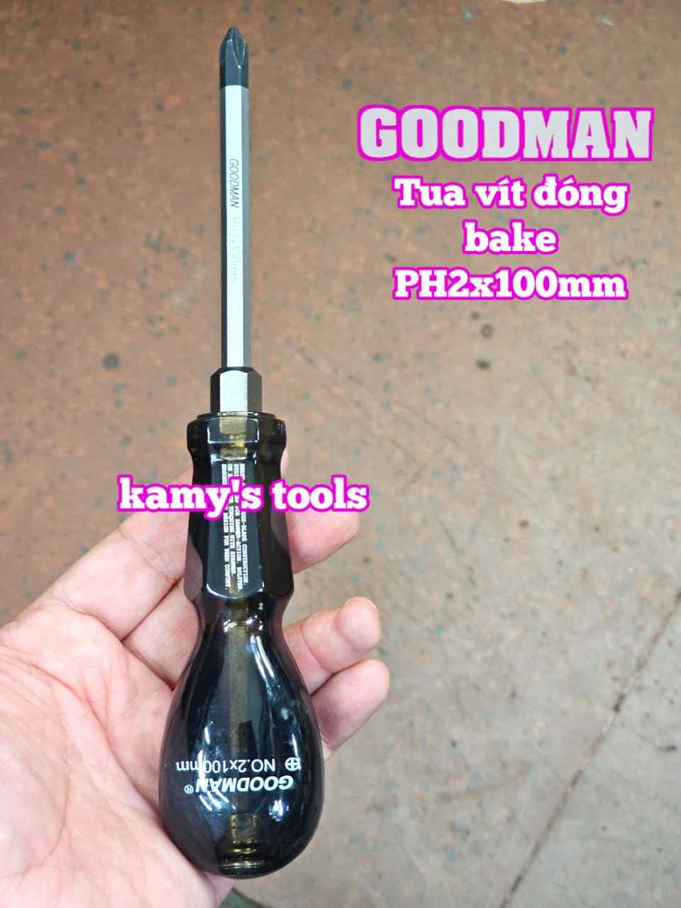 Tua vít đóng Goodman bake PH2 dẹp 6mm dài 100mm P98+6x100 P98-6x100