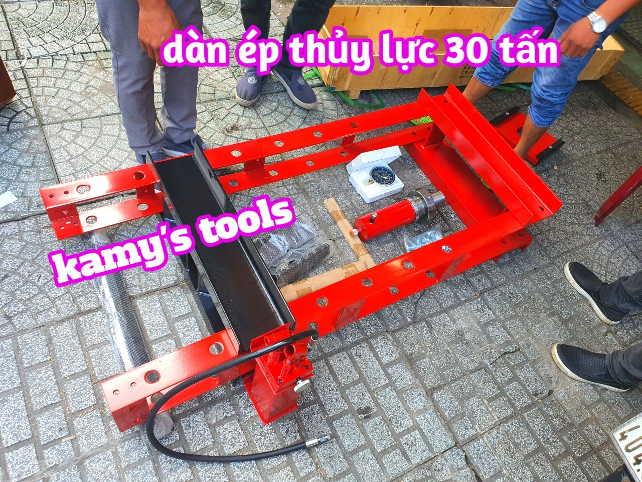 Dàn ép thủy lực 30 tấn có đồng hồ 0-800mm 2 xy lanh bơm nặng 158kg