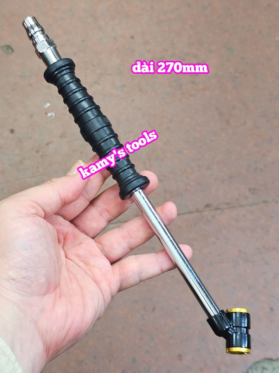 Dụng cụ bơm lốp bơm hơi xe ô tô xe gắn máy 2 đầu loại thẳng dài 270mm Hanader