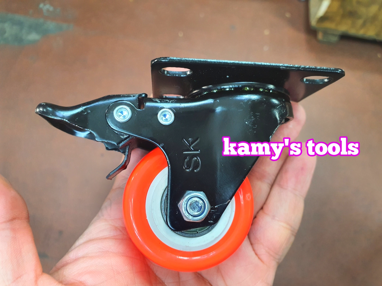 Bánh xe pu nhỏ xoay có khóa đường kính 50mm đế 51x70mm (lẻ 1 cái)