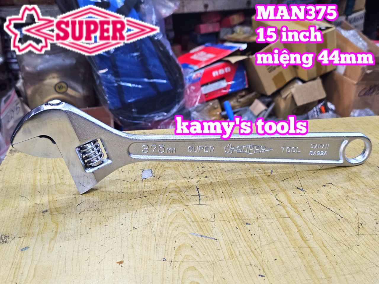 Mỏ lết miệng 15 inch 375mm Supertool model MAN375 mở miệng 44mm