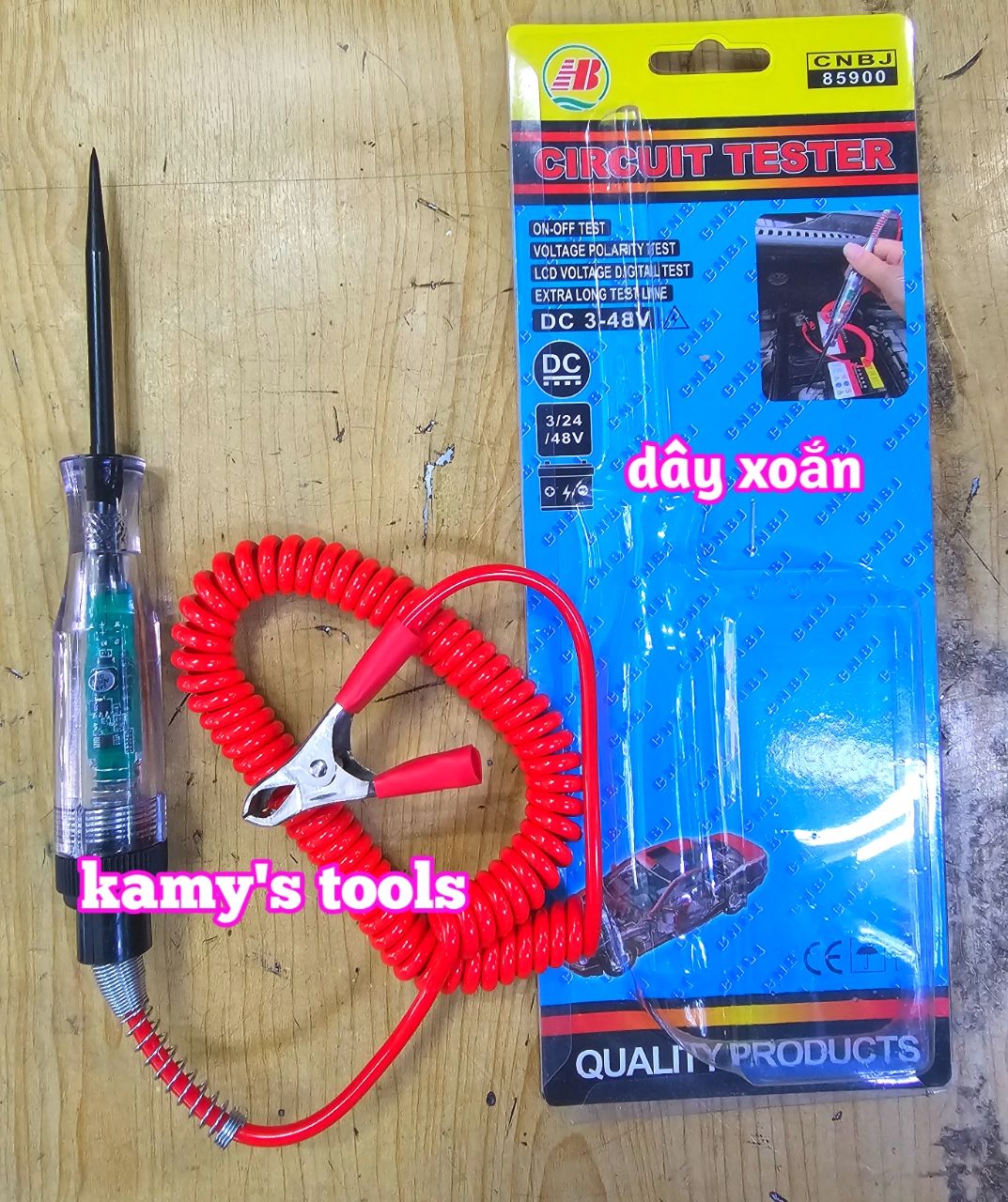 3-48V Bút thử điện kiểm tra mạch điện một chiều DC chuẩn đoán bình ắc quy xe máy ô tô kamytools