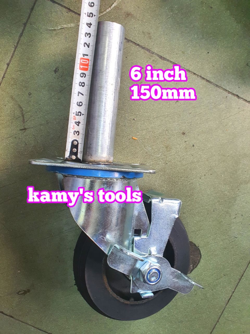 Bánh xe giàn giáo có khóa bánh cao su đặc 6 inch 150mm xoay 360 độ