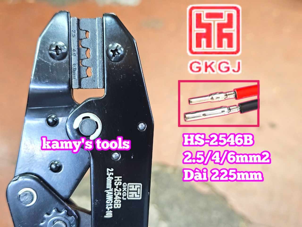 Kìm bấm cos năng lượng mặt trời MC4 2.5-4-6mm2 dài 9 inch 225mm GKGJ HS-2546B