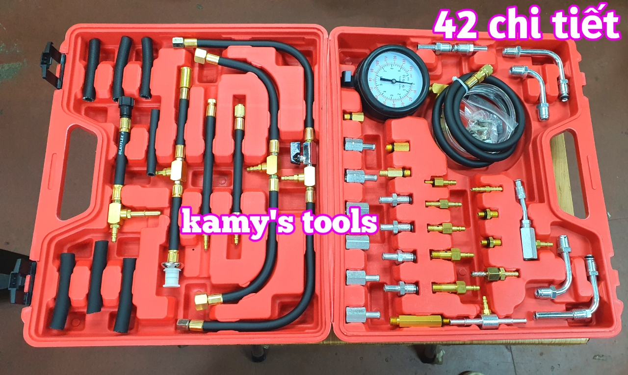 Bộ đồng hồ đo áp suất hệ thống nhiên liệu động cơ bơm xăng 42 chi tiết TU-443, dụng cụ kiểm tra áp suất bơm xăng