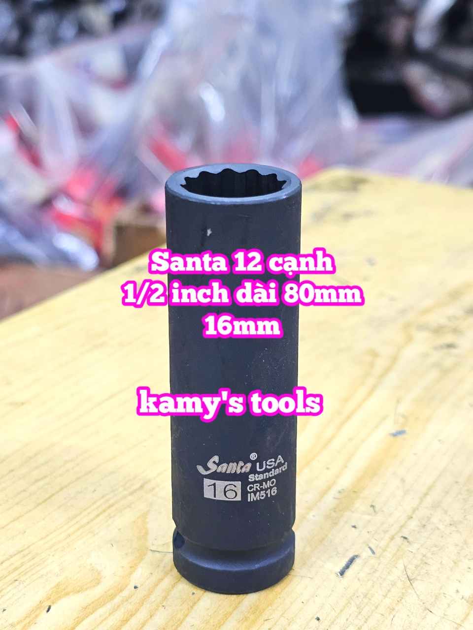Tuýp 1/2 inch đen dài BÔNG 12 cạnh dài 80mm Santa 16mm 17mm 19mm 21mm 22mm IM516 IM517 IM519 IM521 IM522