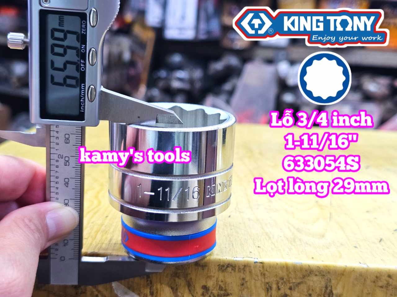 Tuýp 3/4 inch hệ inch 12 cạnh Kingtony 1-11/16 inch 1-3/4 inch 633054S 633056S