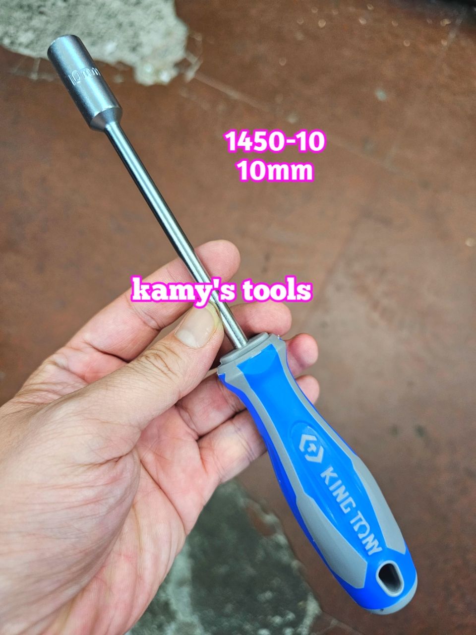 1450-10 Tua vít cán vặn ốc đầu tuýp lục giác Kingtony 10mm thân dài 125mm luôn cán 235mm