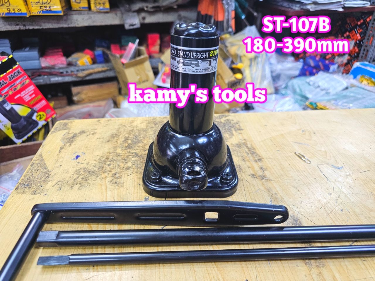 ST-107B Bộ kích quay tay 3 khúc con đội nâng gầm xe ô tô Toyota Innova, Fortuner, SUV, bán tải Stand Upright 180-390mm