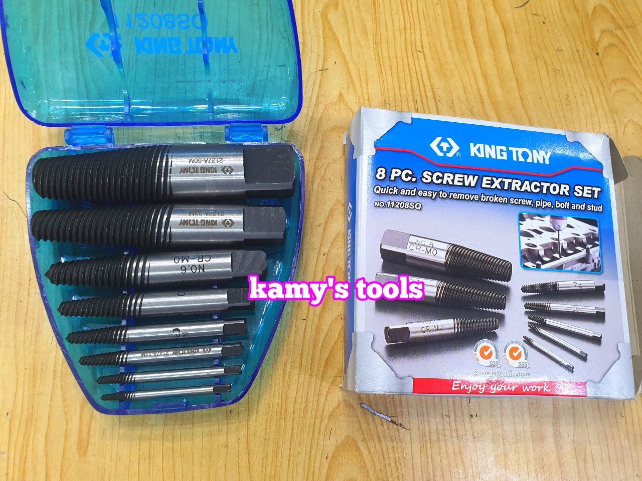 Bộ tháo mở lấy ốc vít bulong gãy 8 chi tiết M3-M50 kingtony 11208SQ