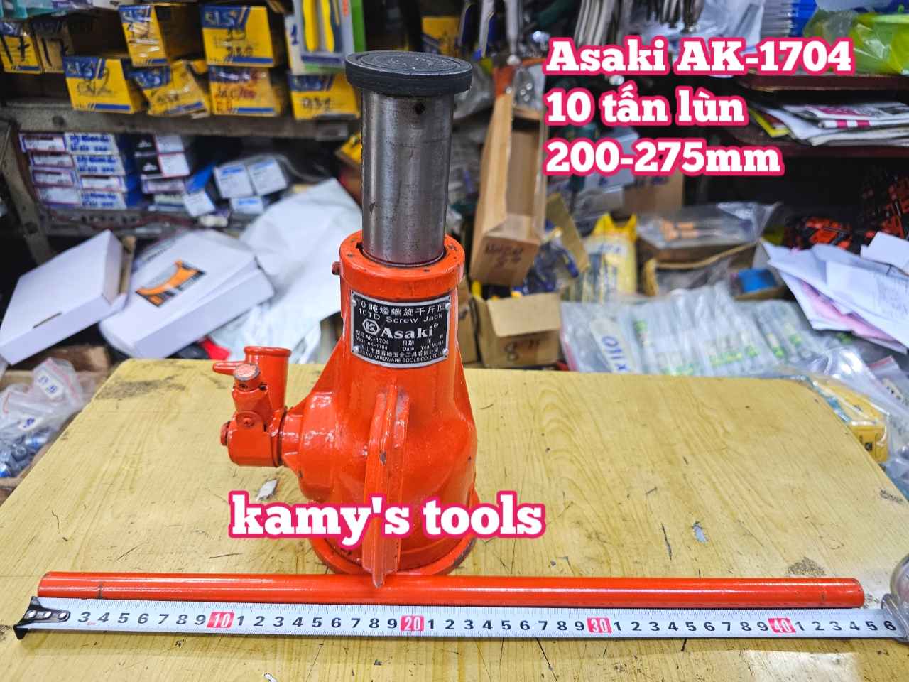 Kích con đội răng cơ khí 10 tấn thấp lùn 200-275mm Asaki AK-1704