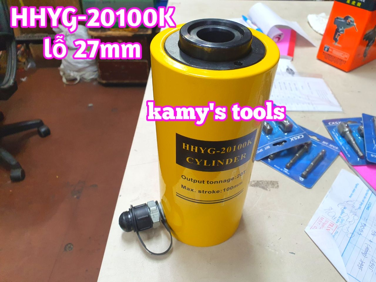 HHYG-20100K Kích thủy lực có lỗ rỗng tâm TLP 20 tấn hành trình 100mm lỗ 27mm 223mm-323mm