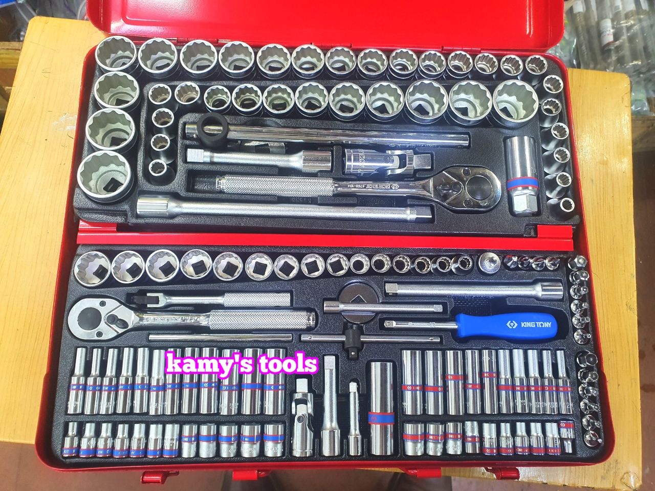 Bộ tuýp khẩu 3 hệ 1/4 3/8 1/2 inch 135 chi tiết Kingtony 9033CR