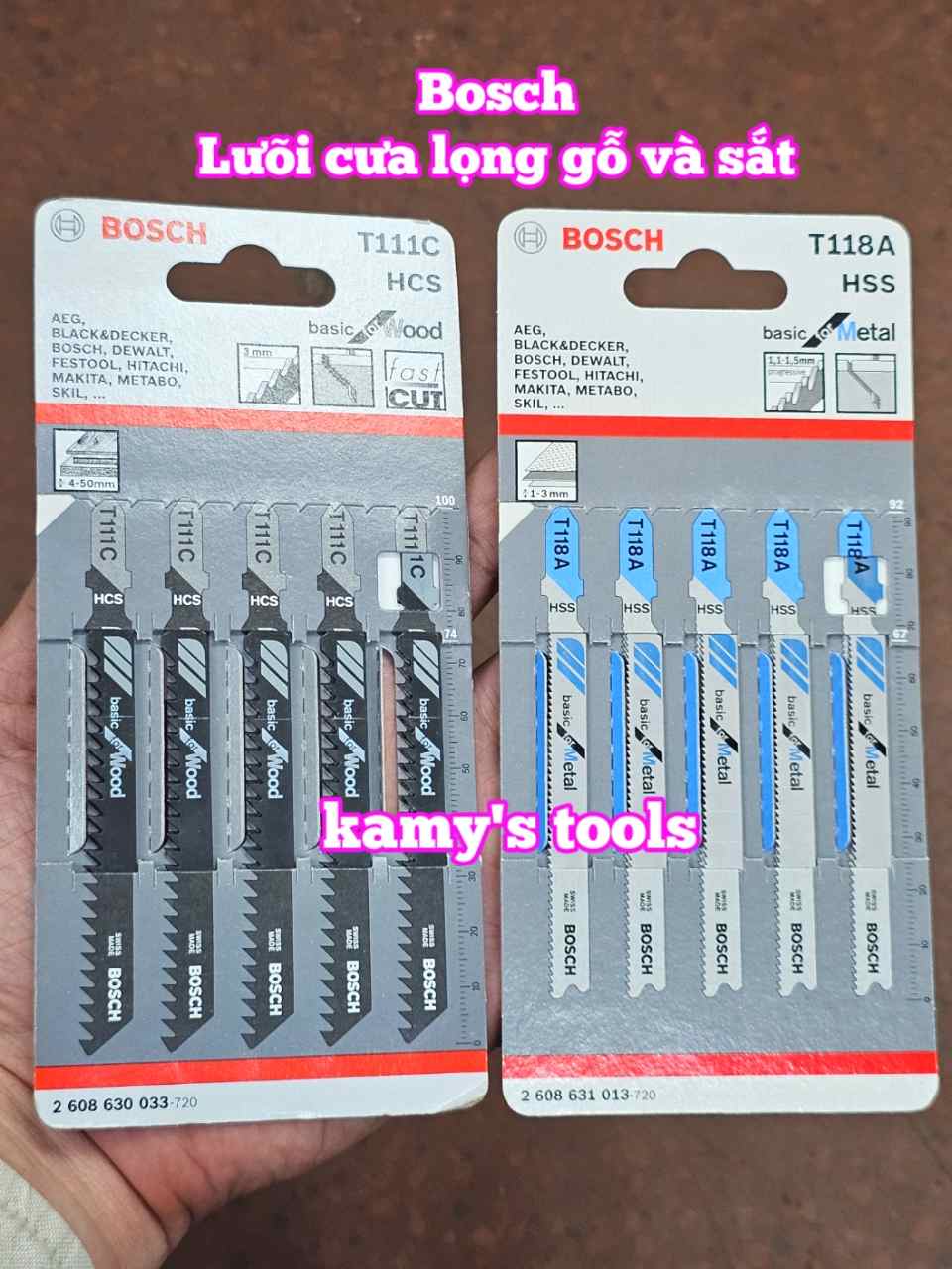 Bộ 5 lưỡi cưa lọng sắt kim loại T118A 2608631013 và gỗ T111C 2608630033 Bosch