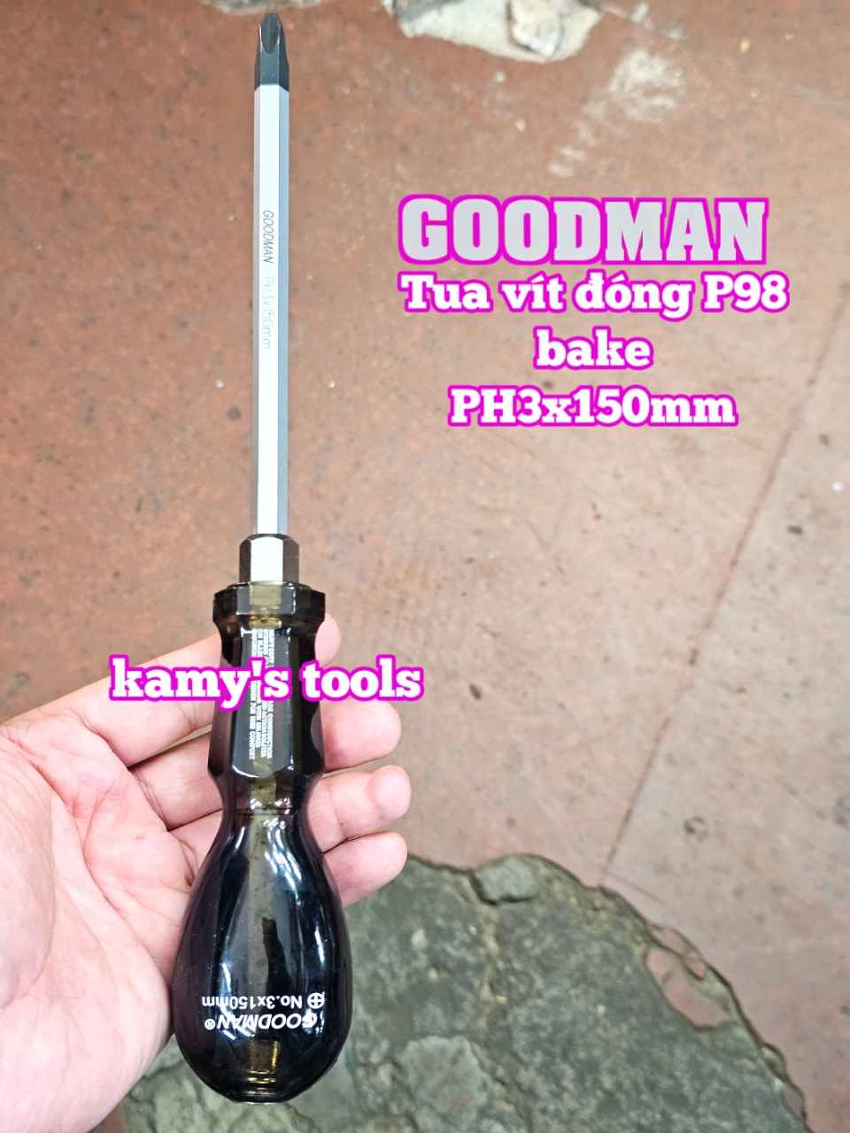 Tua vít đóng Goodman bake PH3 dẹp 8mm dài 150mm P98+8x150 P98-8x150
