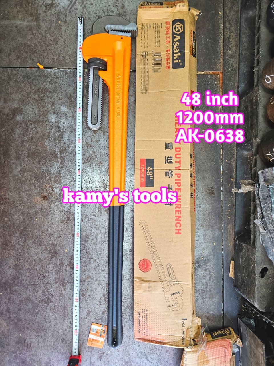 Mỏ lết răng 48 inch dài 1200mm Asaki AK-0638 mở miệng khoảng 110mm-120mm