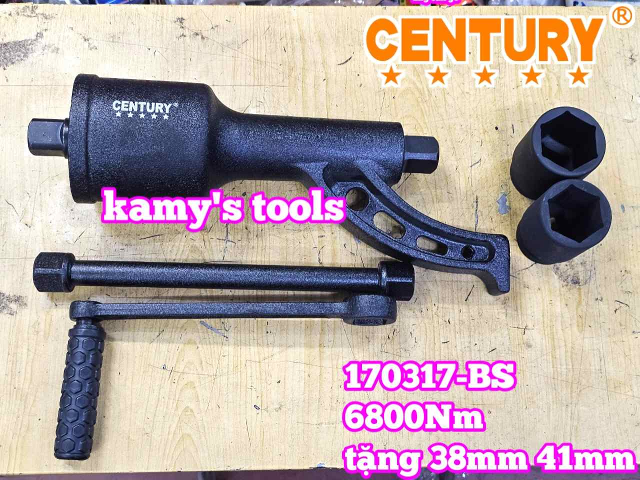 Bộ dụng cụ quay lốp tăng lực mở tắc kê bánh xe tải 1 inch 6800Nm Century 170317-BS