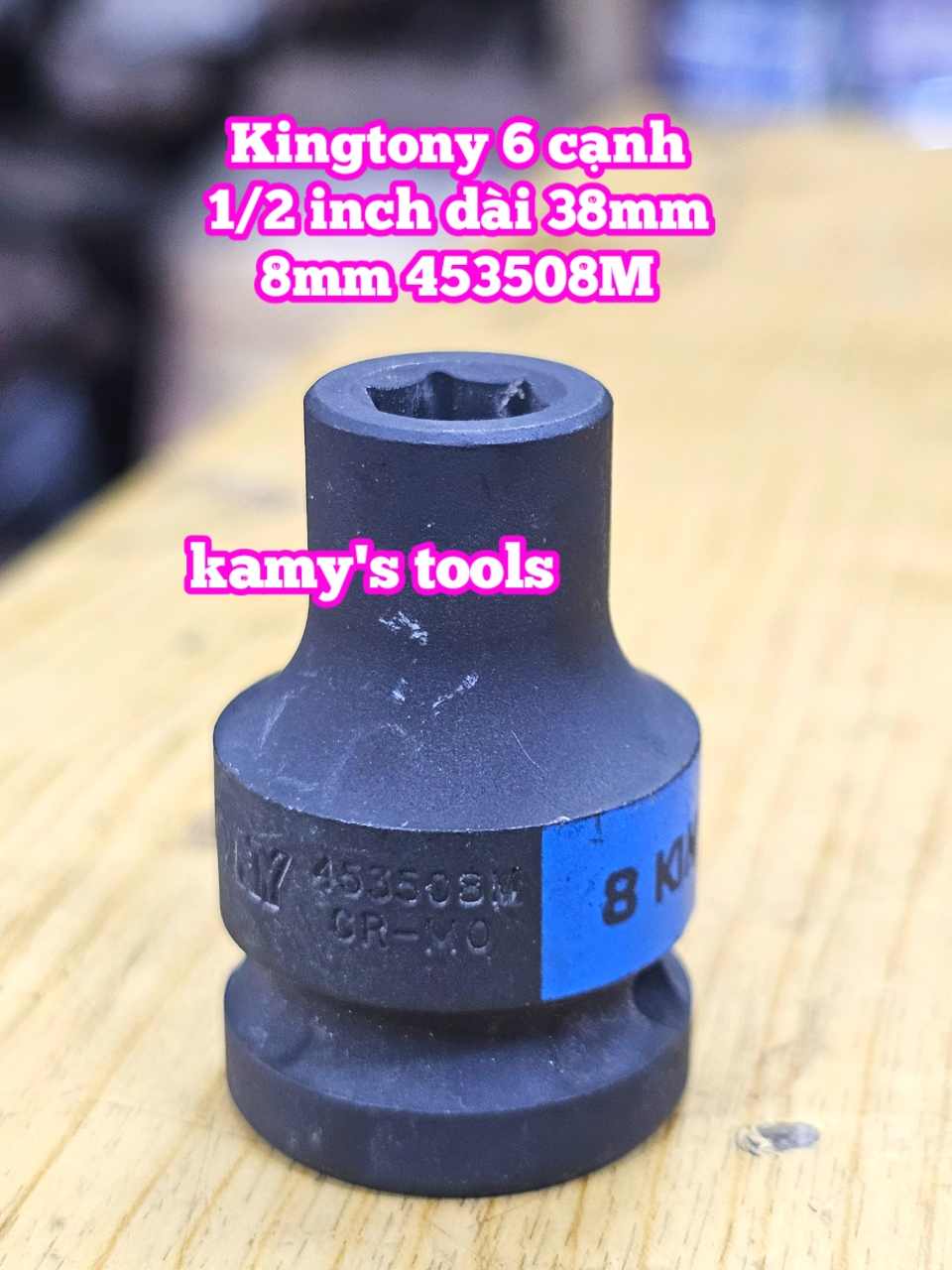 Đầu tuýp đen 1/2 inch Kingtony 6 cạnh 8mm 9mm 10mm 11mm 12mm 13mm 453508M 453509M 453510M 453511M 453512M 453513M