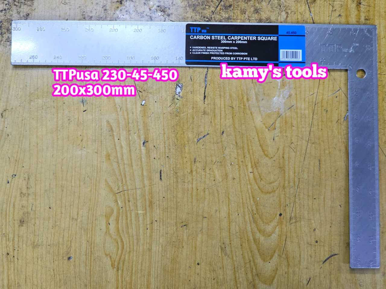 Thước ke vuông 200x300mm thép TTPusa 230-45-450, ê ke đo góc vuông