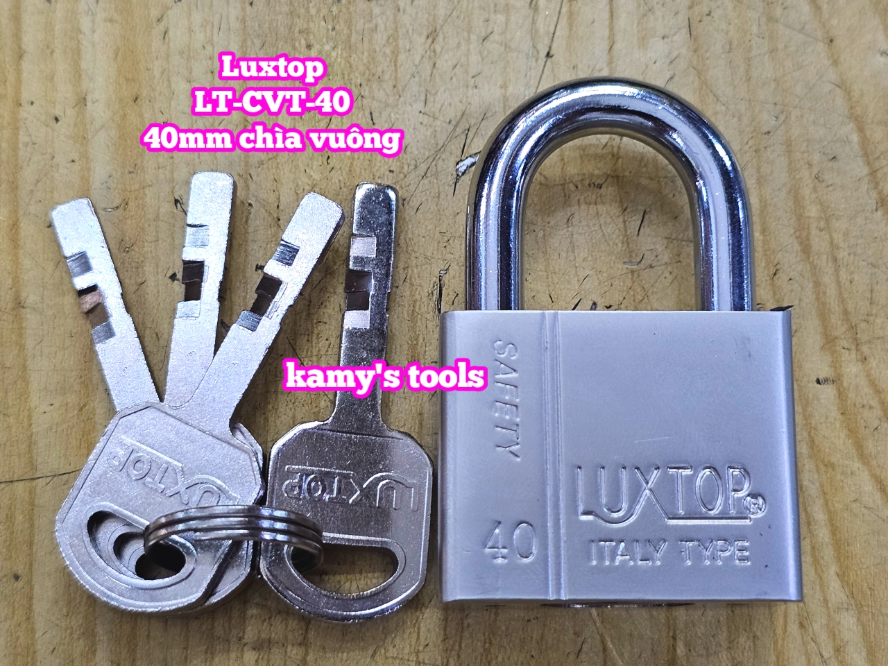 Ổ khóa trắng chìa vuông 4 chìa 4F 40mm Luxtop LT-CVT-40