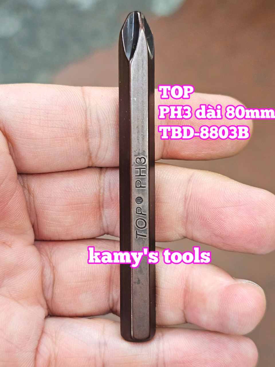 Mũi vít đóng bake 4 cạnh PH3 8mm 5/16 inch dài 80mm TOP model TBD-8803B