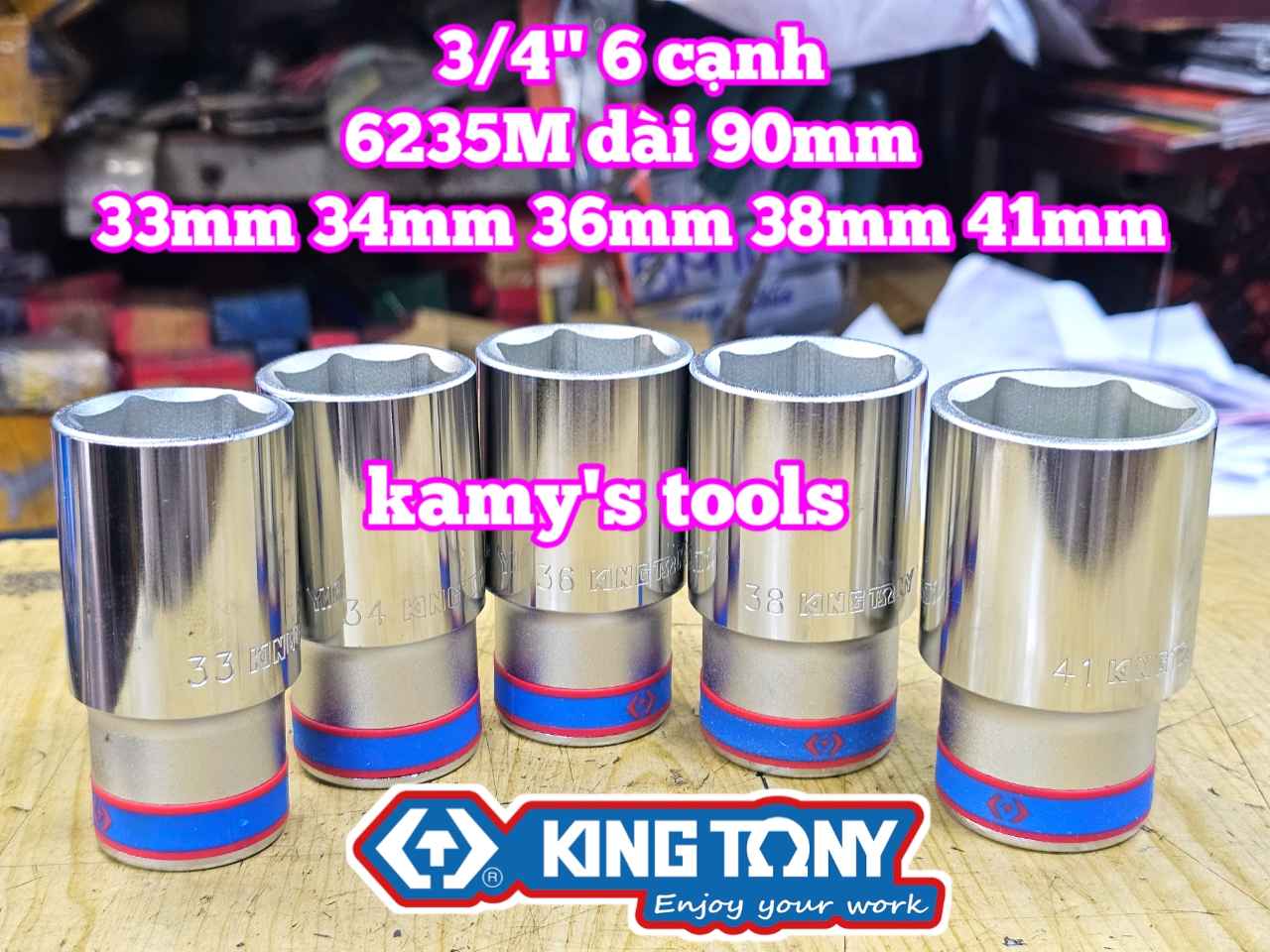 Đầu tuýp 3/4 inch 6 cạnh trắng 33mm 34mm 36mm 38mm 41mm 623533M 623534M 623536M 623538M 623541M