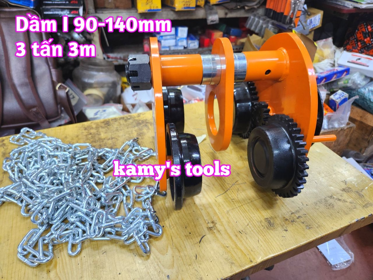 3 tấn 3m Rùa kéo pa lăng Nitto chạy dầm I 90mm-140mm GCL-3