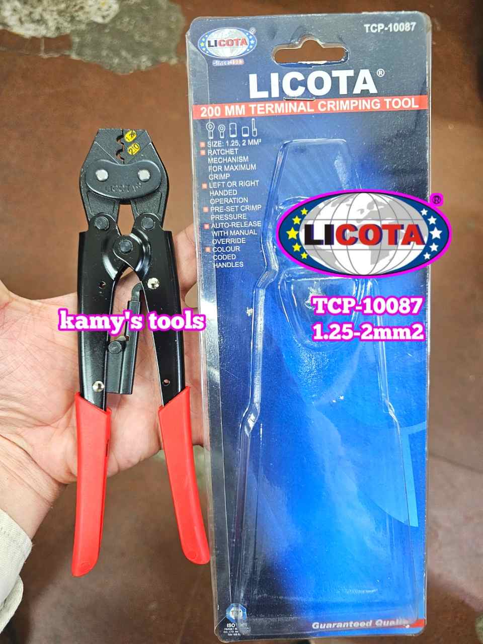 Kìm bấm cos Licota TCP-10087 dài 200mm 1.25-2mm2