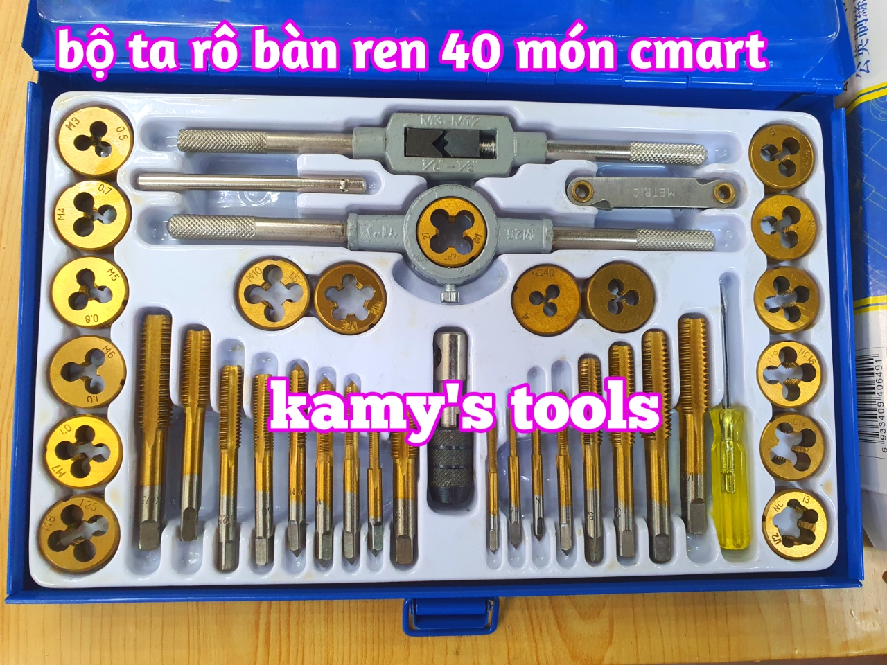 Bộ taro bàn ren 40 chi tiết model A1012 C-MART, bộ ta rô
