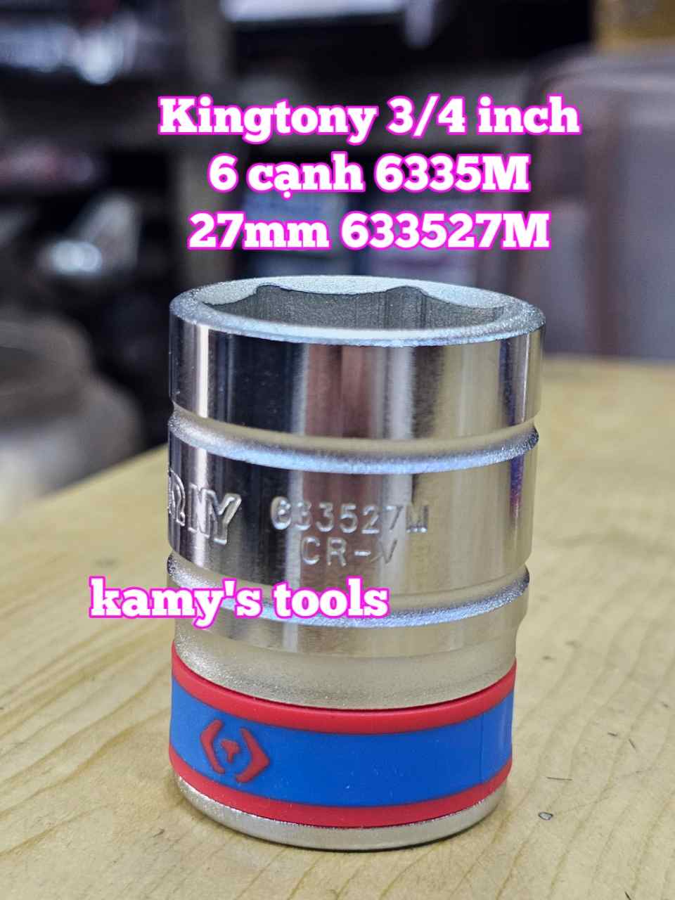 Đầu tuýp khẩu 3/4 inch 6 cạnh trắng Kingtony 27mm 28mm 29mm 30mm 32mm 633527M 633528M 633529M 633530M 633532M