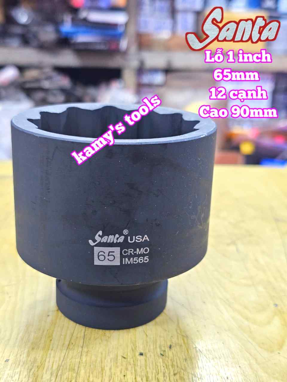Tuýp 1 inch đen dài BÔNG 12 cạnh Santa 65mm IM565