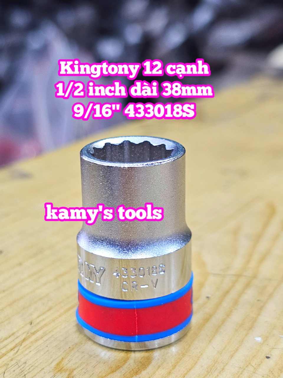 Đầu tuýp trắng 1/2 inch Kingtony 12 cạnh 9/16, 5/8, 11/16, 3/4, 13/16 inch 433018S 433020S 433022S 433024S 433026S