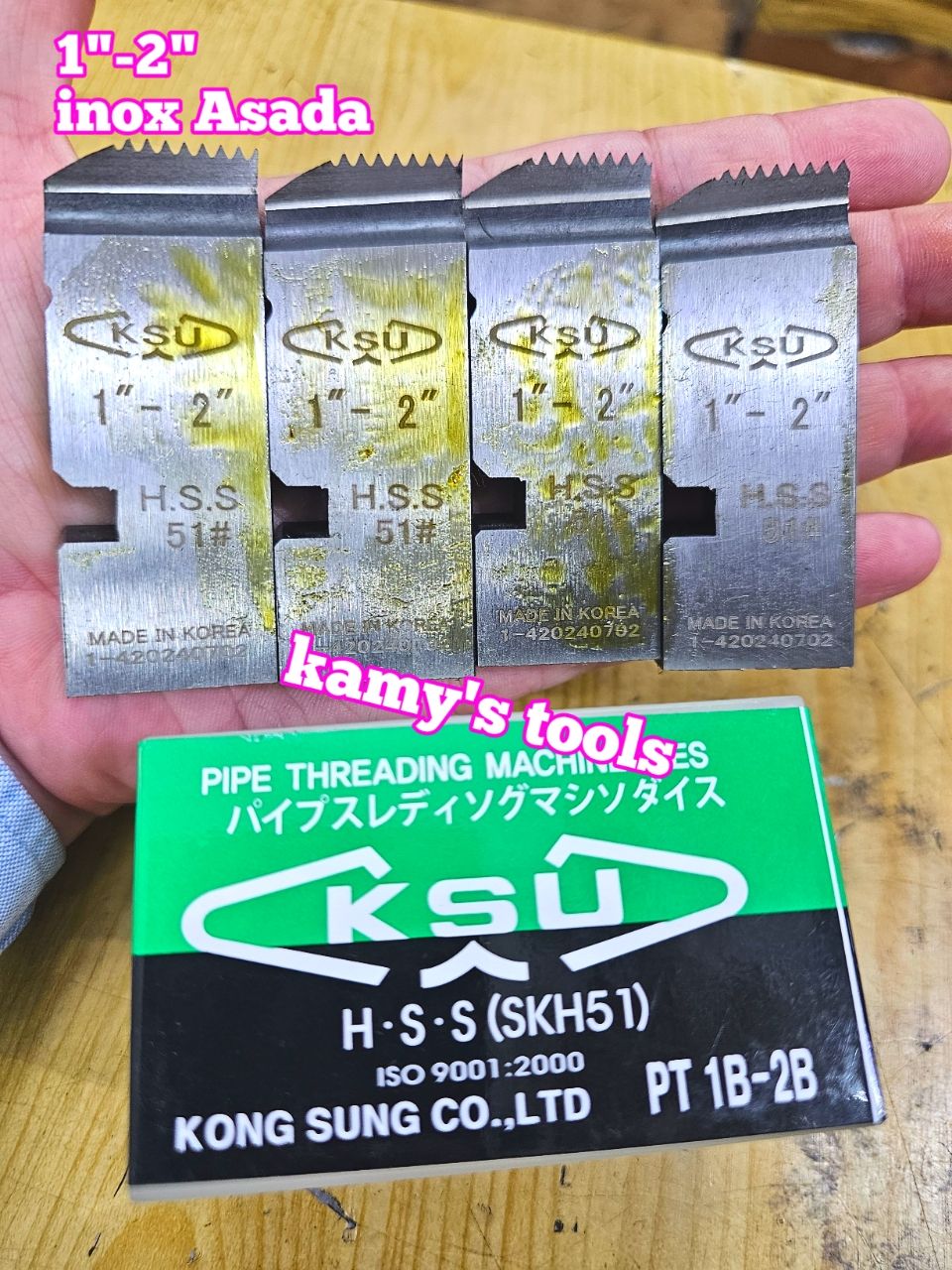 Dao tiện ren ống inox HSS BSPT Asada Piset Ksu hiệu KSU 1-2 inch ren ống 34-60mm