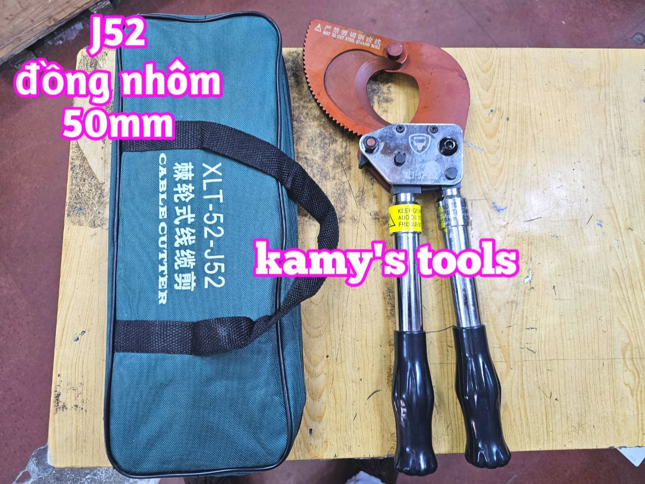 Kìm cắt cáp nhông J52 Manniu cắt đồng nhôm 50mm cán tăng đơ dài 240mm-405mm, kéo cắt cáp J52