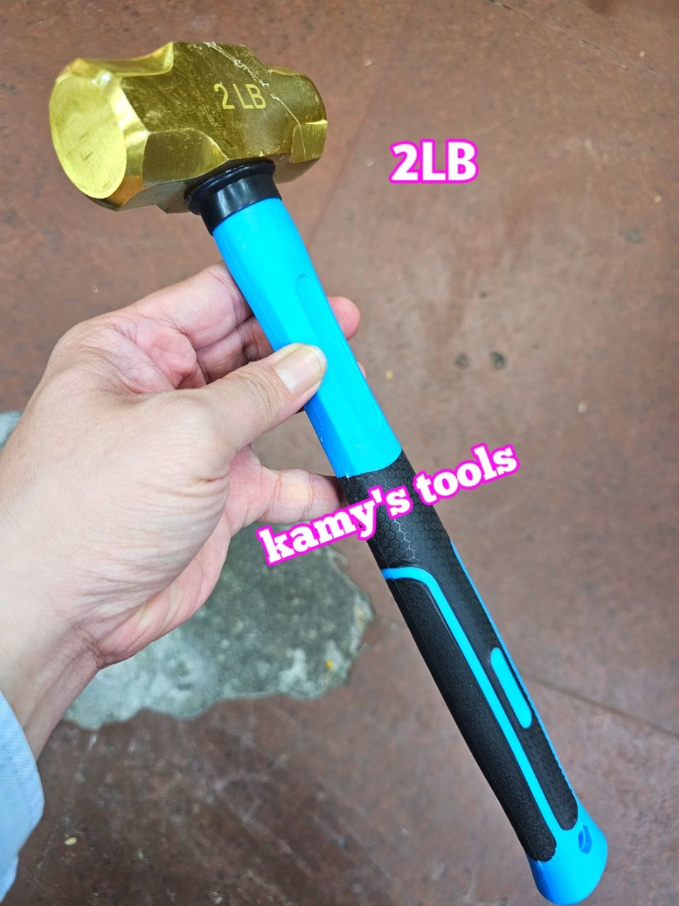 Búa đồng thau đầu lục giác 1kg 2LB cán nhựa dài 338mm kamytools BHCP-02