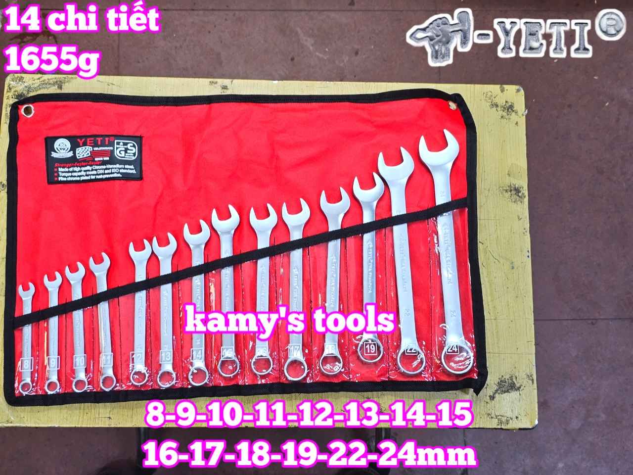 Bộ cờ lê vòng miệng Yeti đầu búa 14 chi tiết 8-24mm YETI-32214A