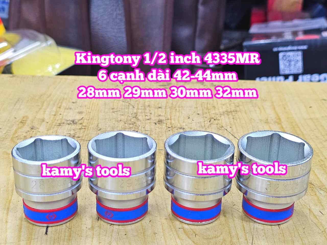 Đầu tuýp trắng ngắn 1/2 inch Kingtony 6 cạnh 28mm 29mm 30mm 32mm 433529MR 433529MR 433530MR 433532MR