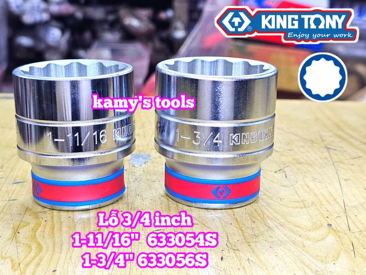Tuýp 3/4 inch hệ inch 12 cạnh Kingtony 1-11/16 inch 1-3/4 inch 633054S 633056S